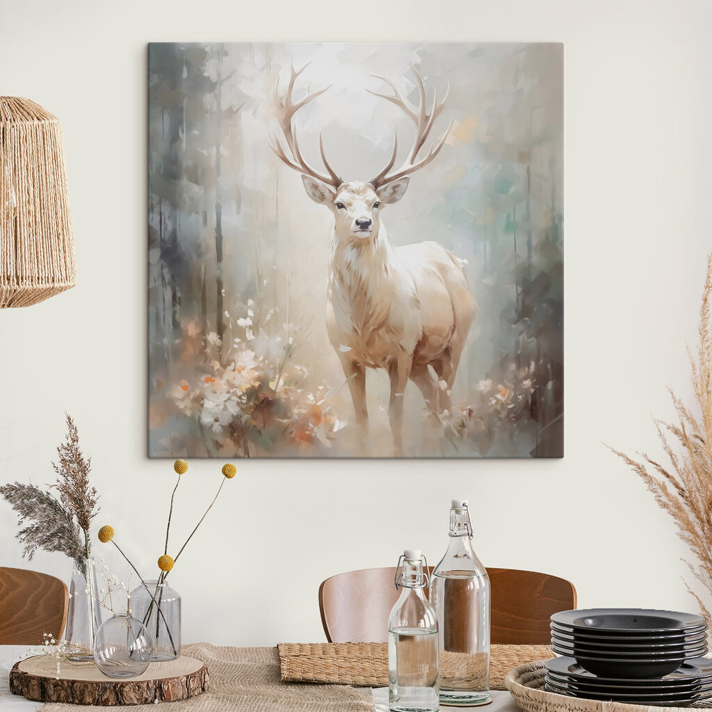Weißer Hirsch im Waldnebel — Interieur 2