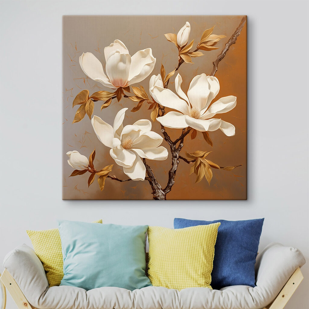 Cremeweiße Magnolie auf Karamell — Interieur 2