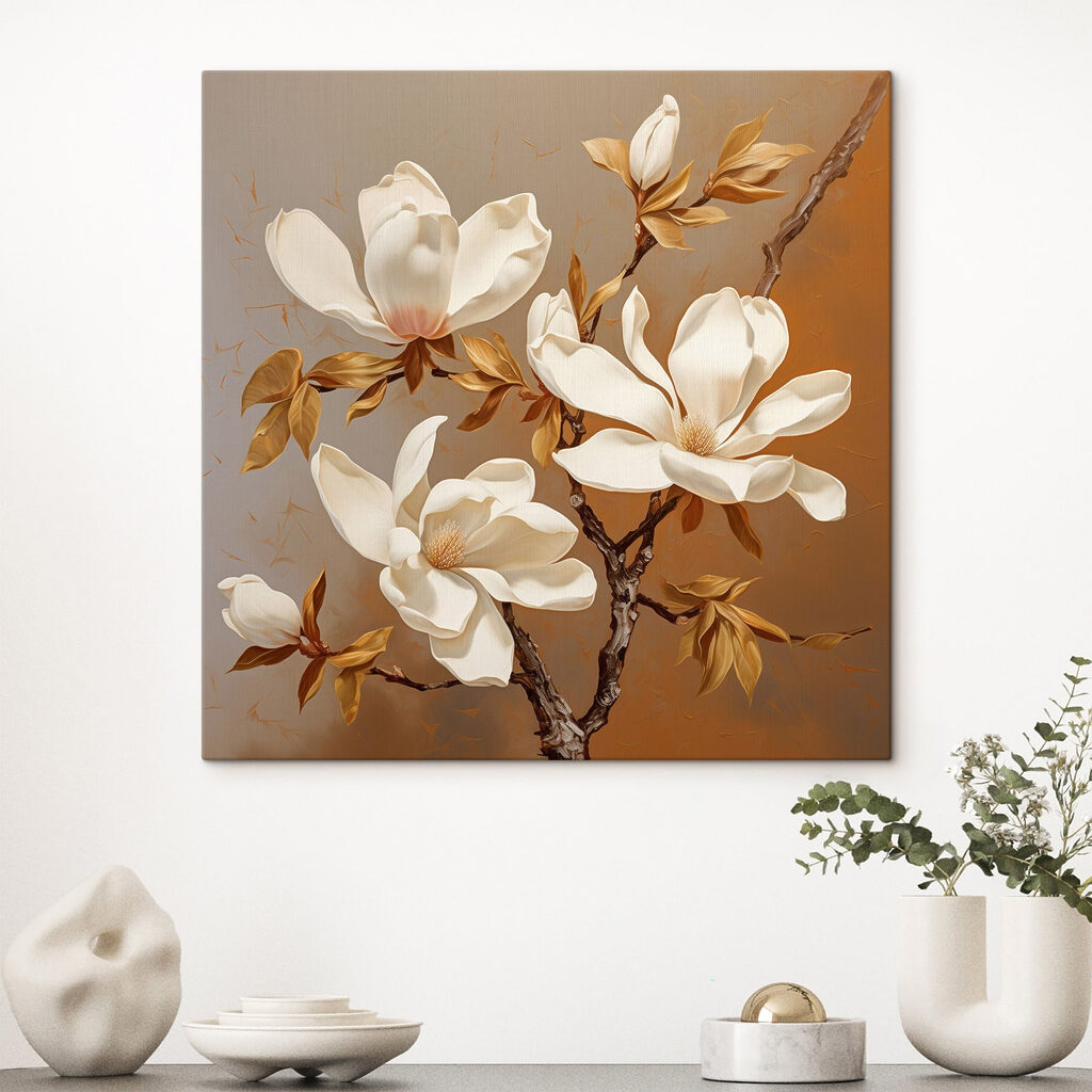 Cremeweiße Magnolie auf Karamell — Interieur 1