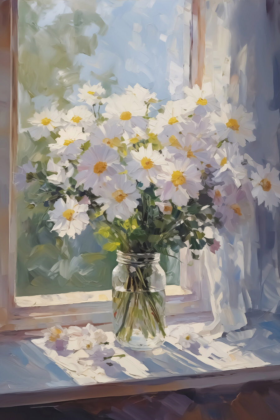 Margeriten am Fenster — ganzes Design