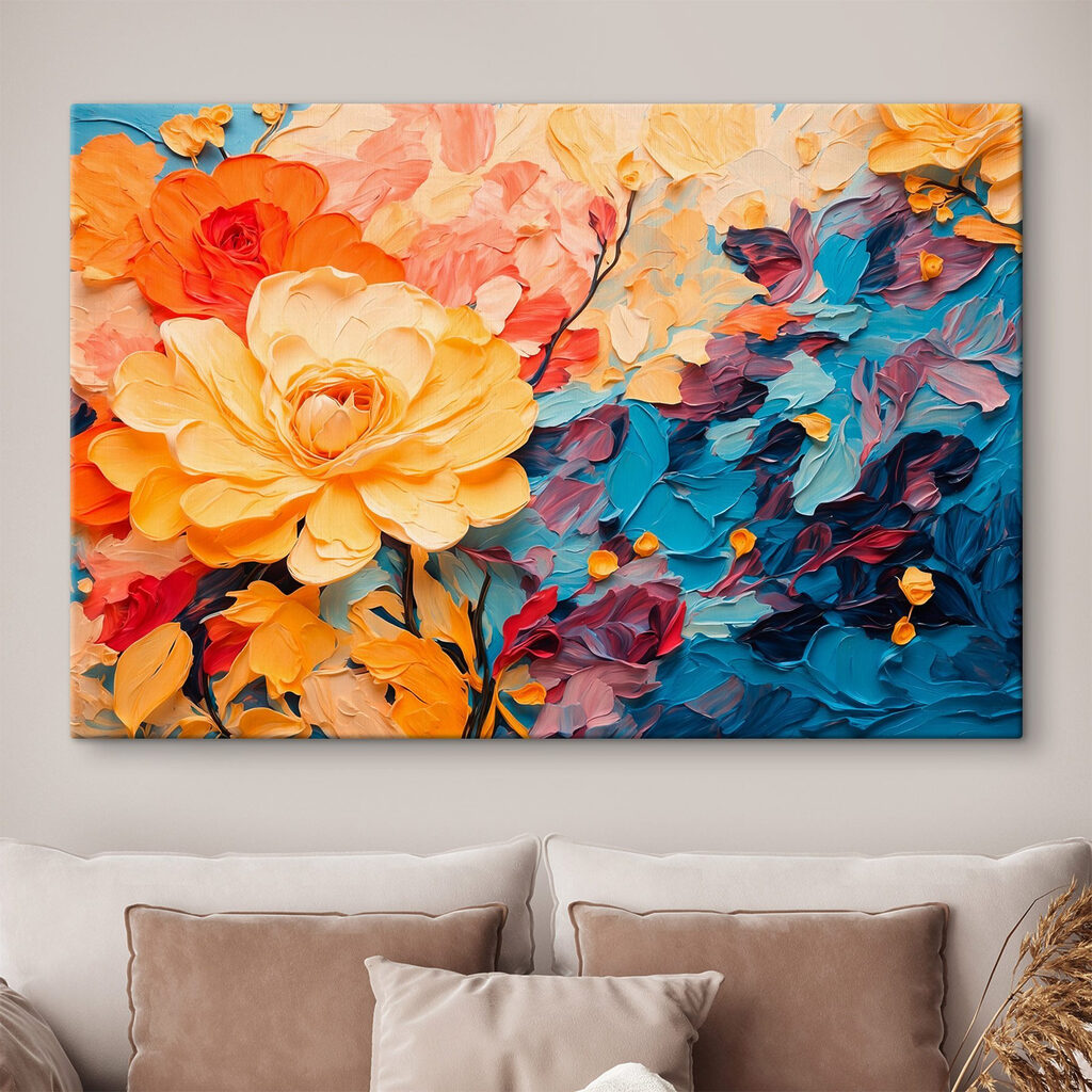 Gelbe Rosen, korallrote Striche — Interieur 1