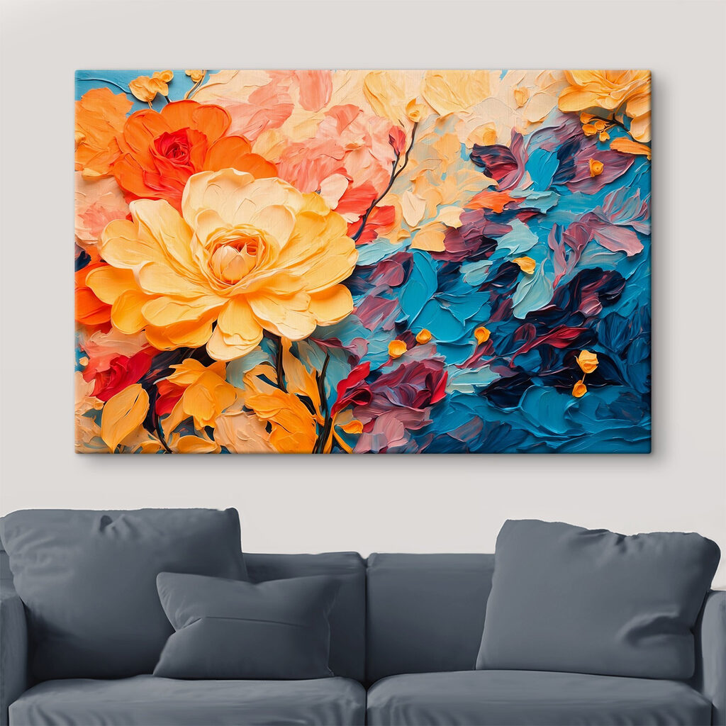 Gelbe Rosen, korallrote Striche — Interieur 2
