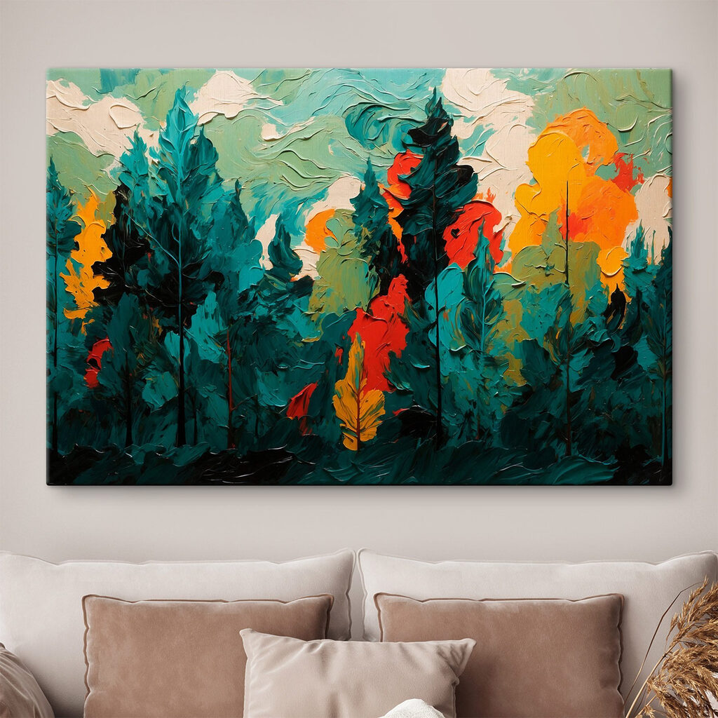 Dunkle Kiefern in Farbflächen — Interieur 3