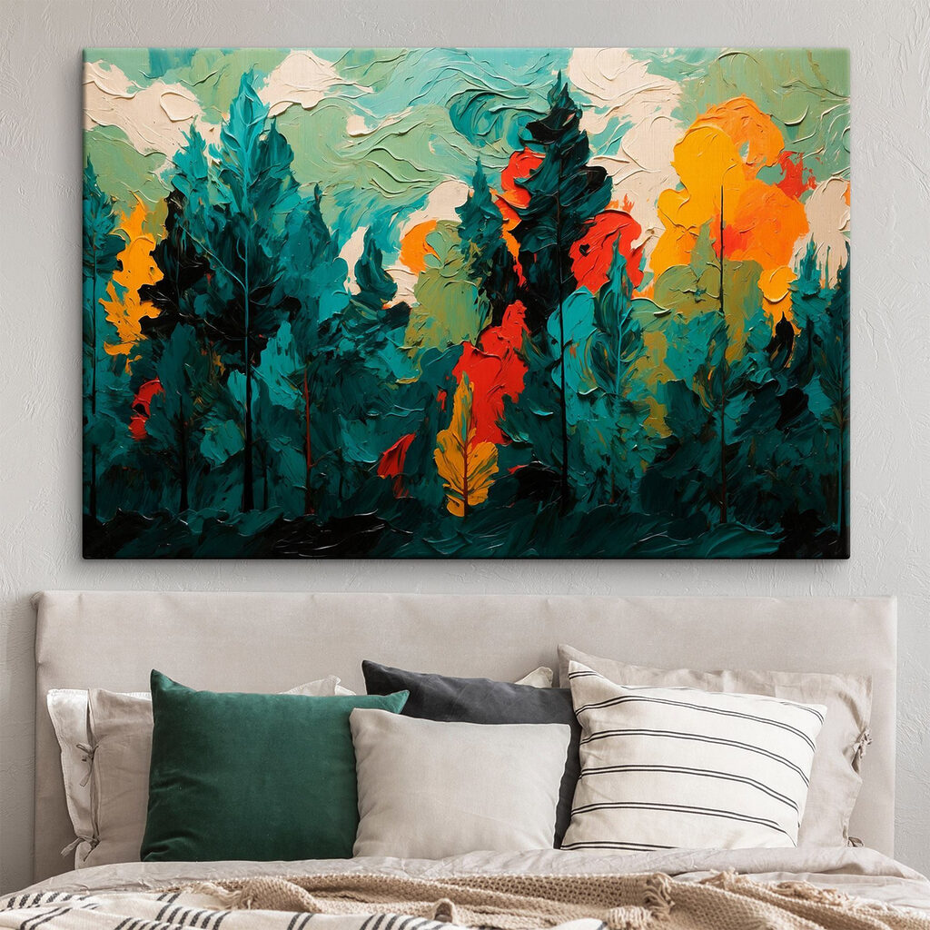 Dunkle Kiefern in Farbflächen — Interieur 1