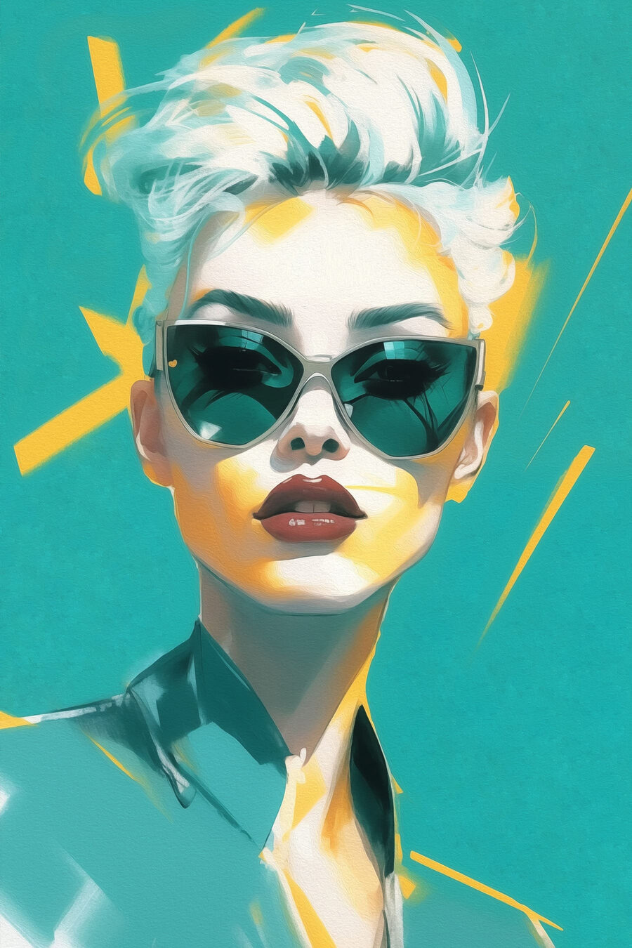 Sonnenbrille auf Türkis — ganzes Design