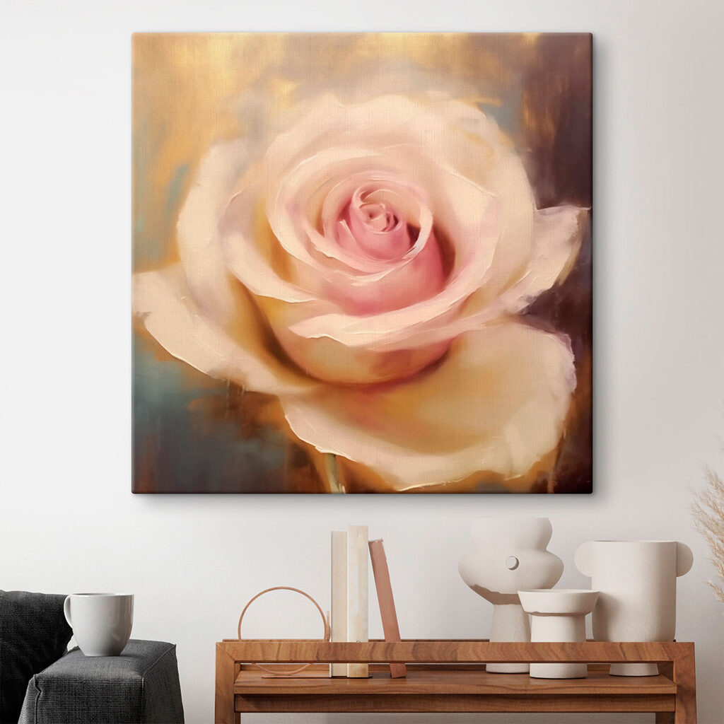 Cremeweiße Rose, rosa Herz — Interieur 1