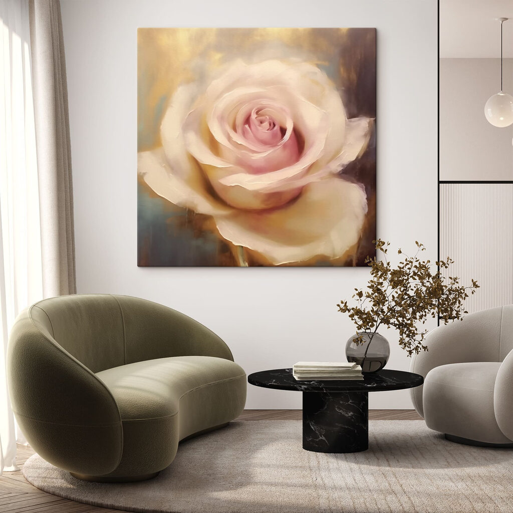 Cremeweiße Rose, rosa Herz — Interieur 2