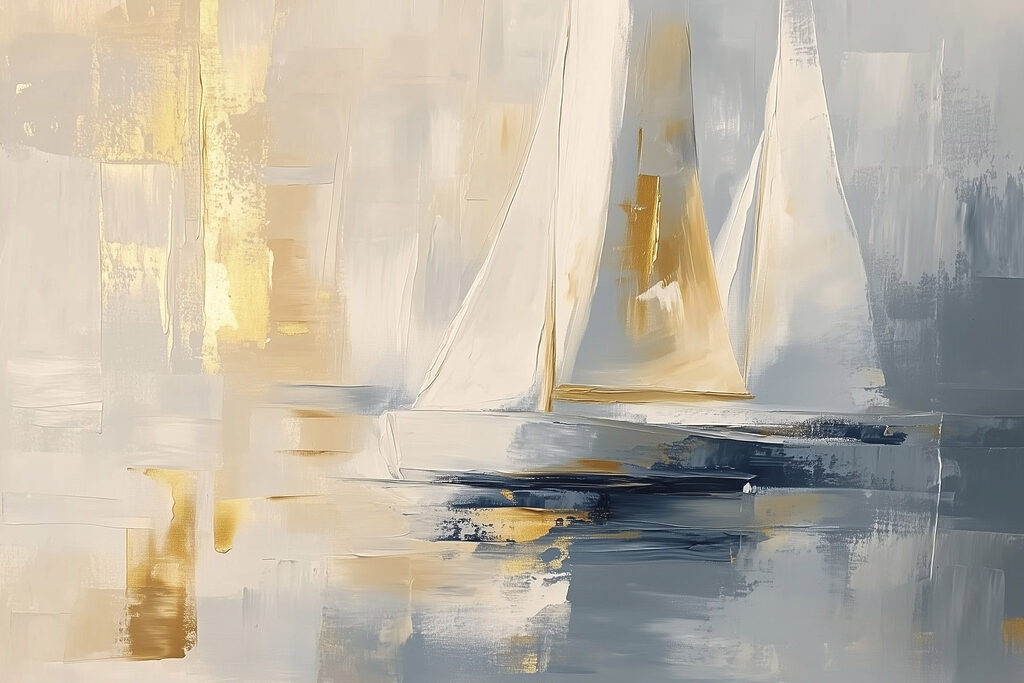 Segelboot im blassgoldenen Licht — ganzes Design