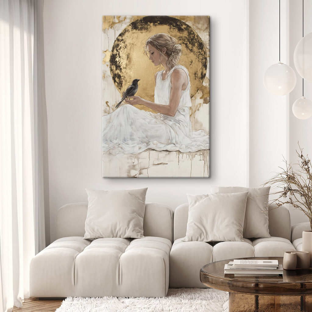 Unter goldenem Mond in einem Interieur