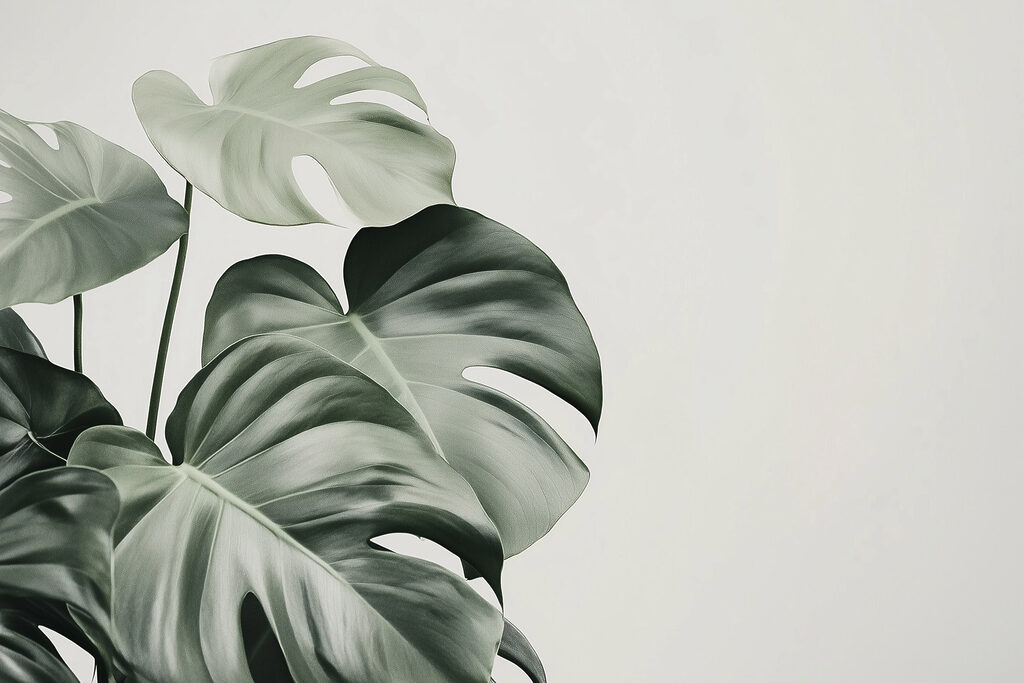 Monstera in tiefem Grün — ganzes Design
