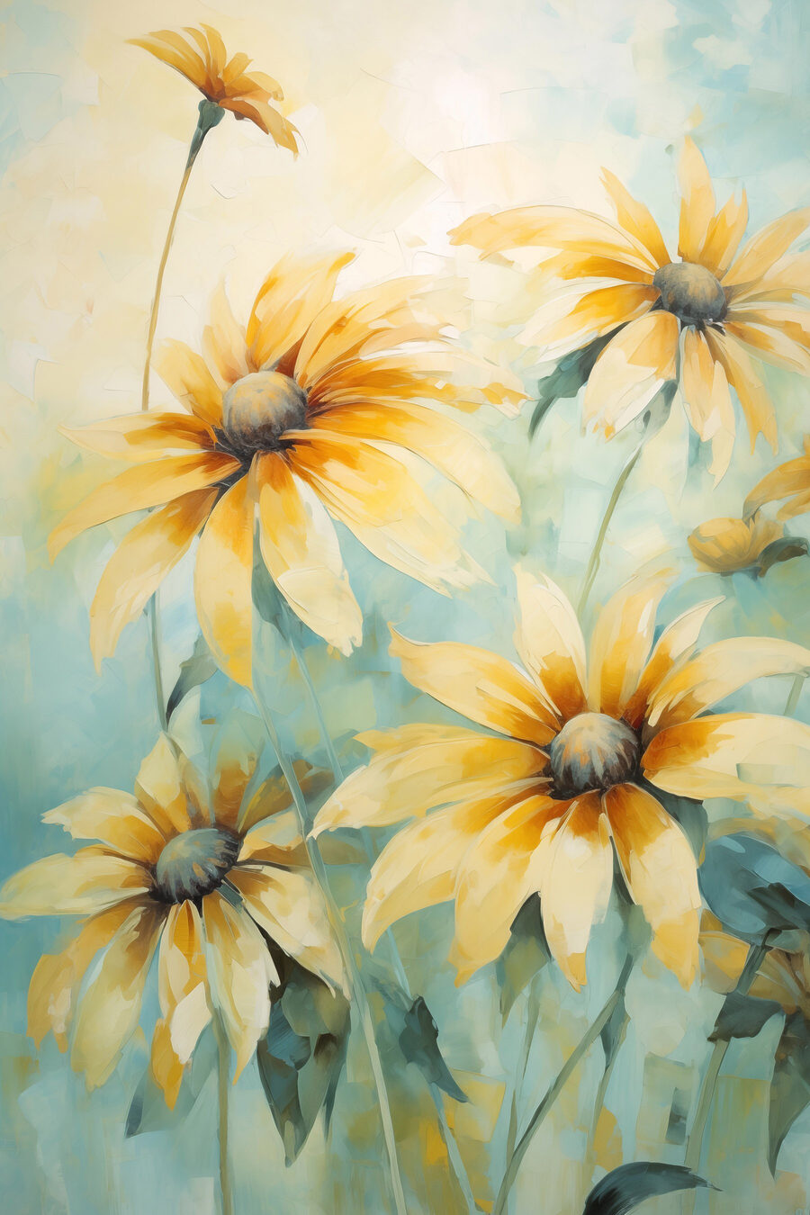 Gelbe Blumen in Aquarell — ganzes Design