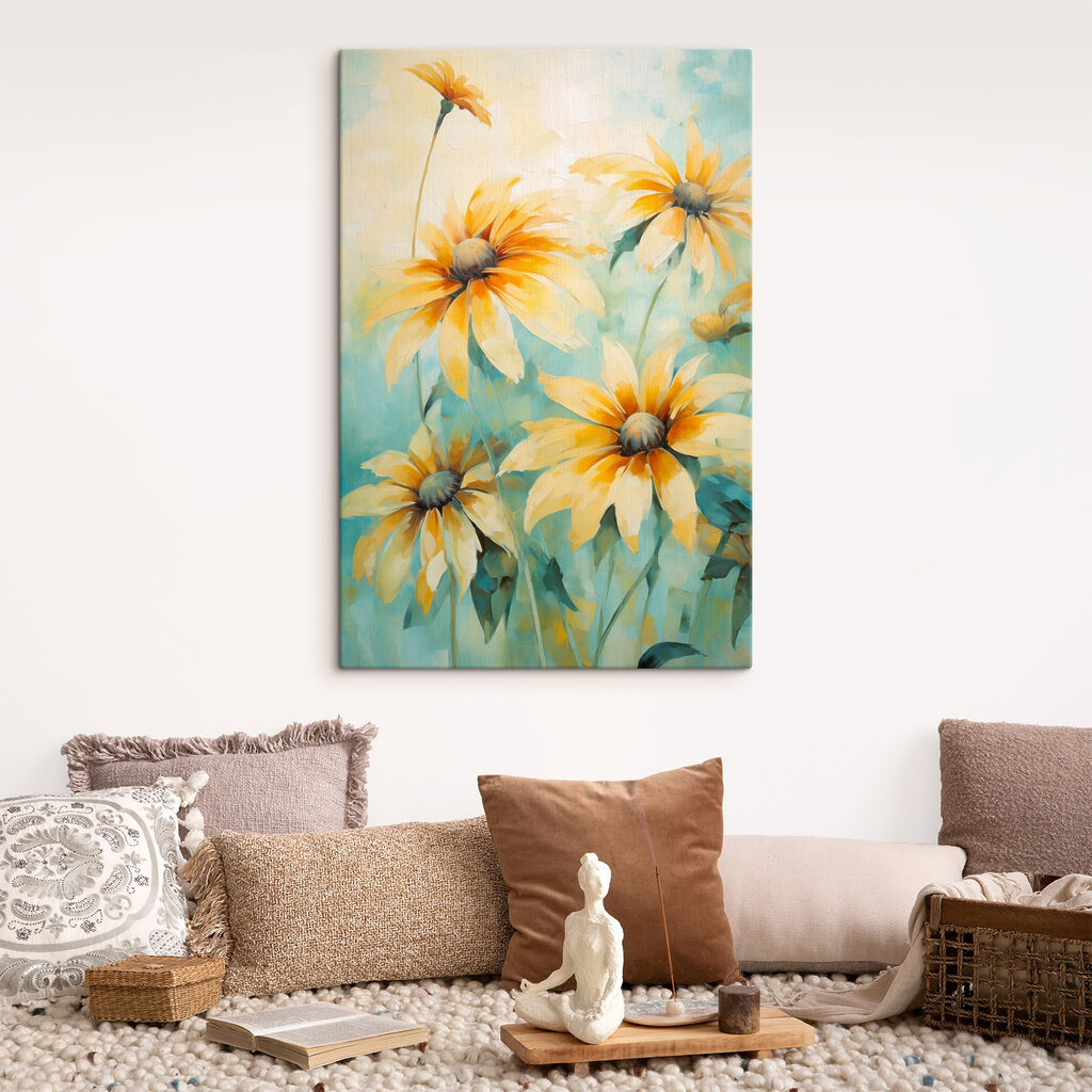 Gelbe Blumen in Aquarell — Interieur 1