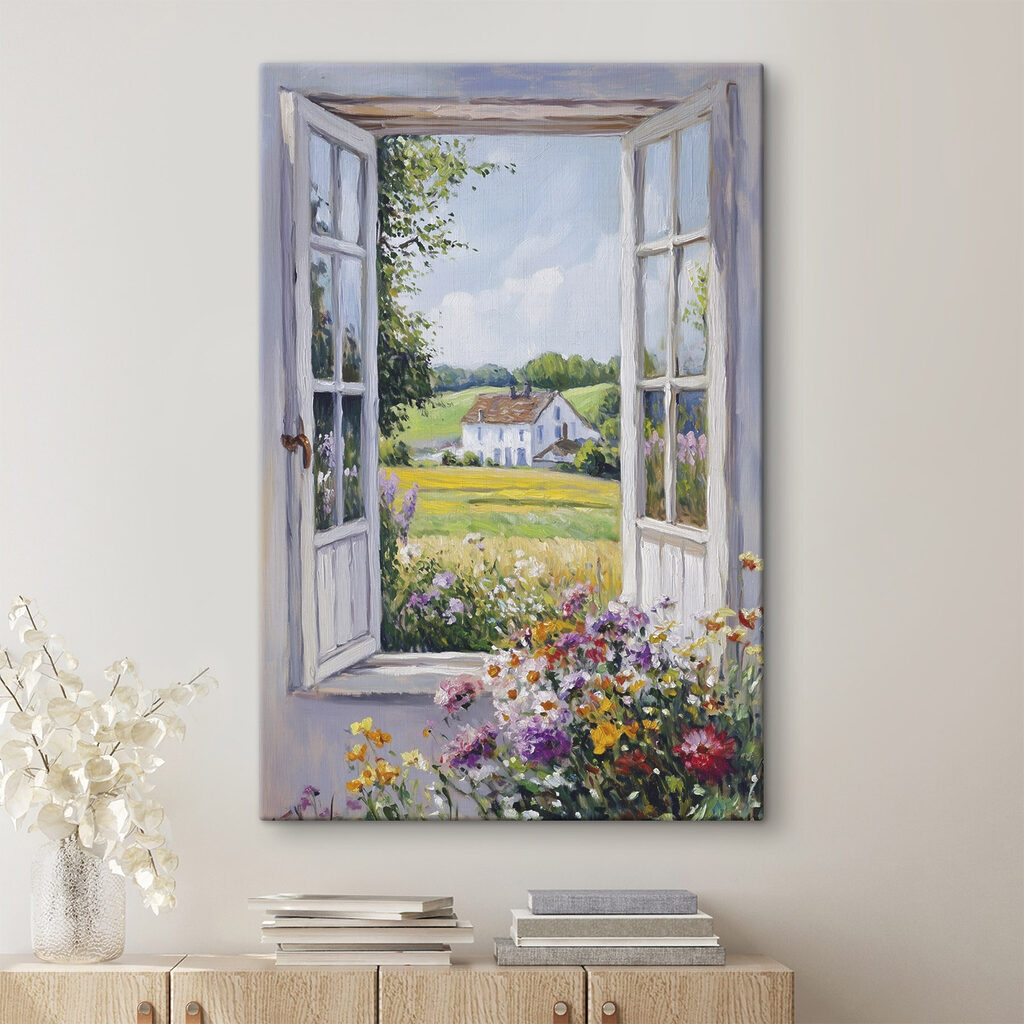 Offenes Fenster zur Blumenwiese — Interieur 1
