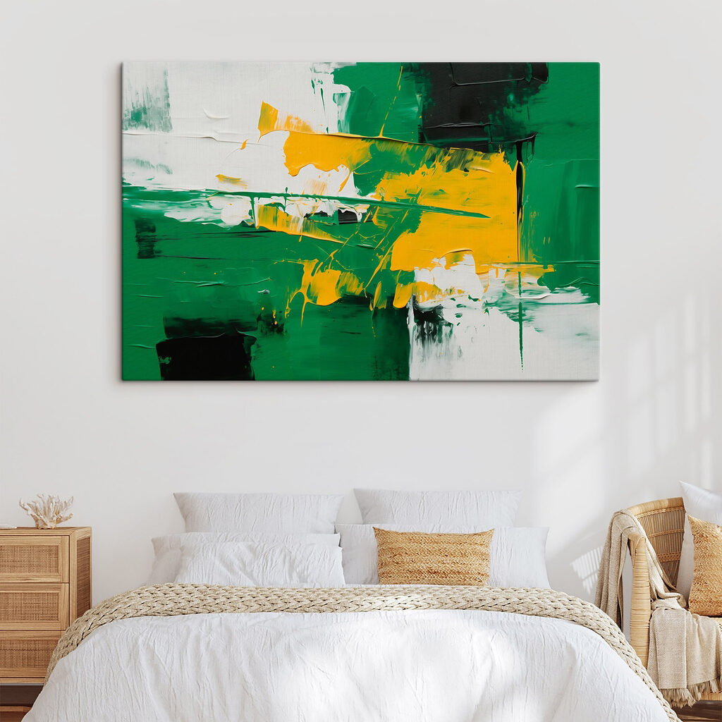 Grüne Pinselstriche mit Gelb — Interieur 2