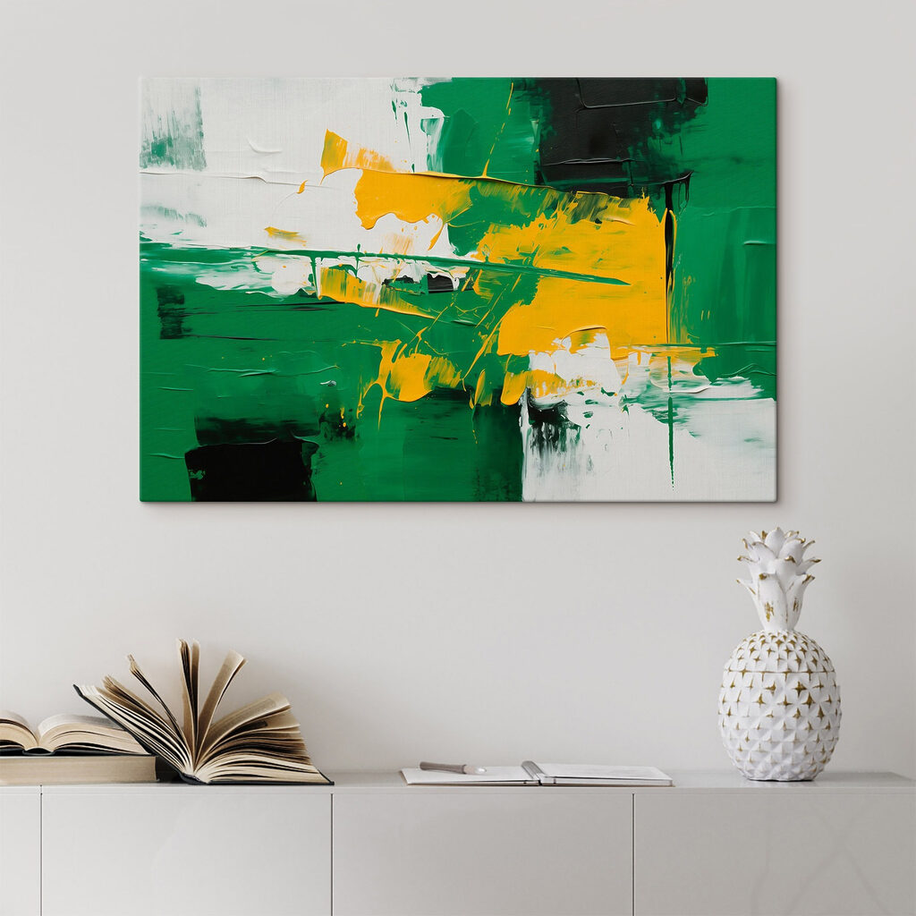 Grüne Pinselstriche mit Gelb — Interieur 3