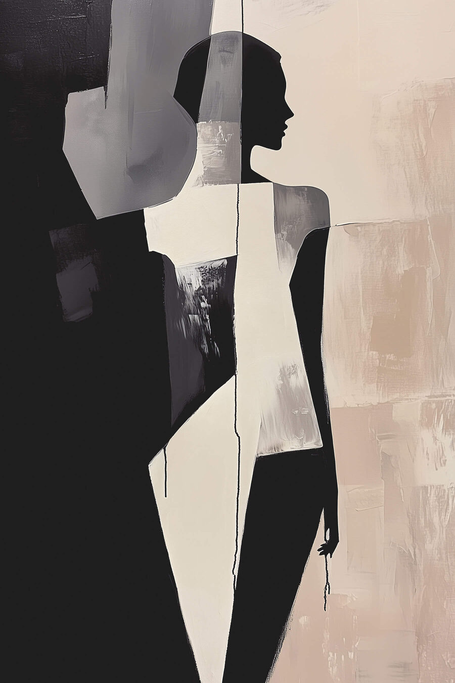 Frauensilhouette in ruhigen Flächen — ganzes Design