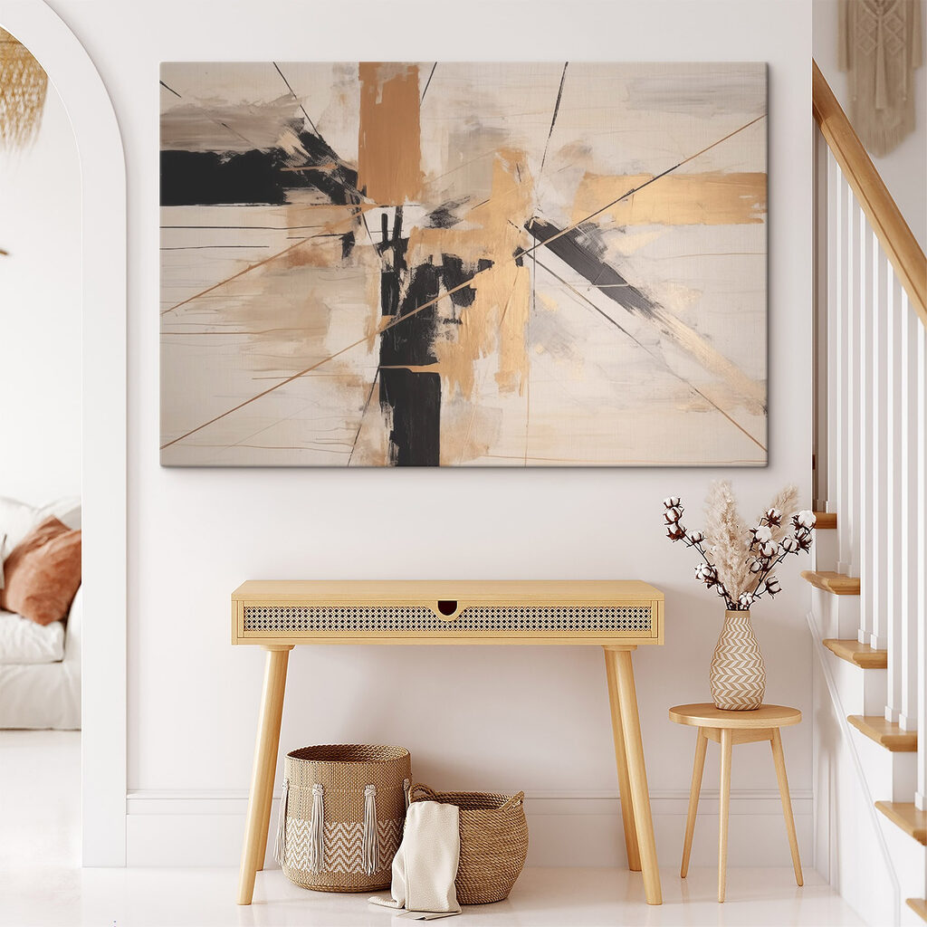 Schwarze Striche durch Sandflächen — Interieur 1