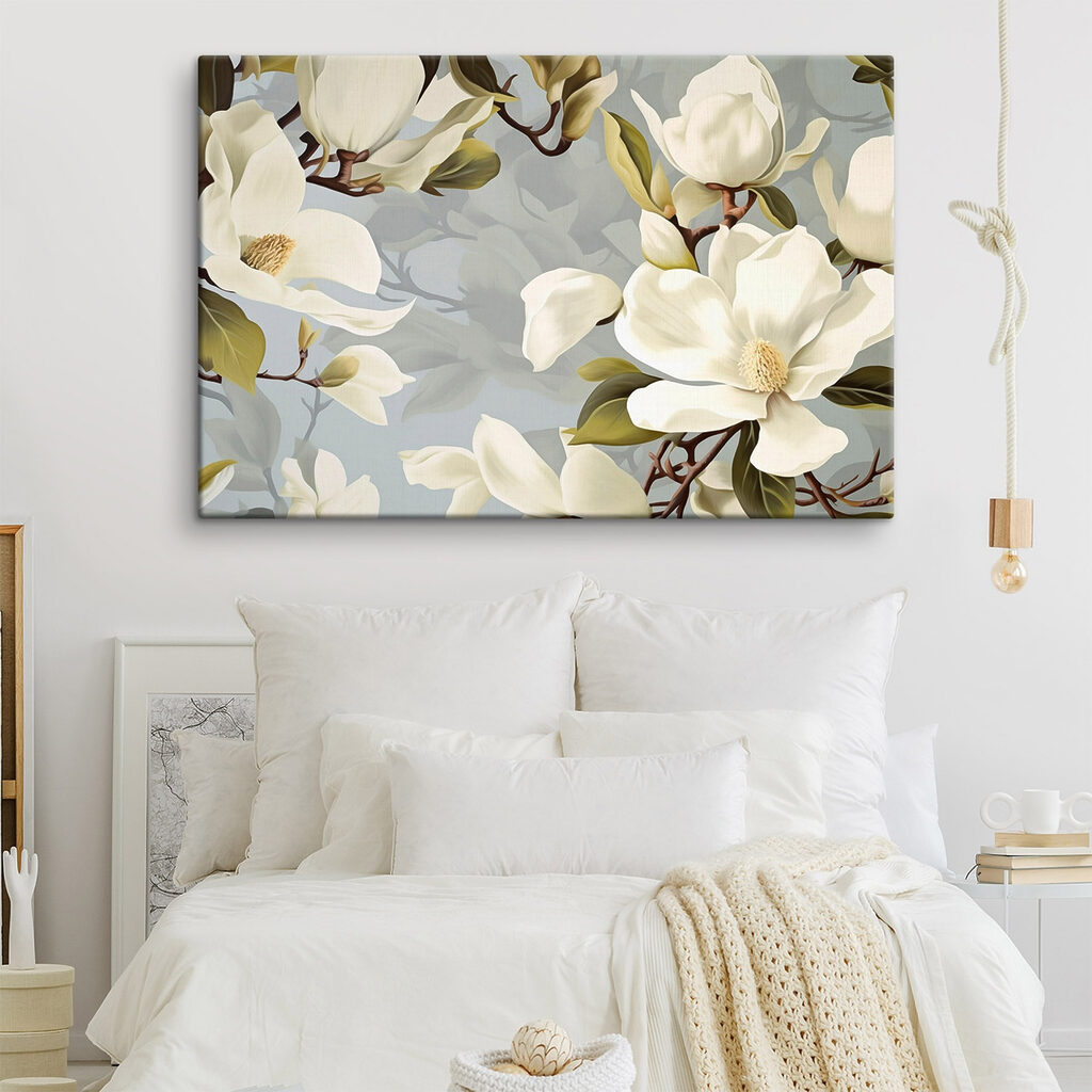 Cremeweiße Magnolie in Graugrün — Interieur 2