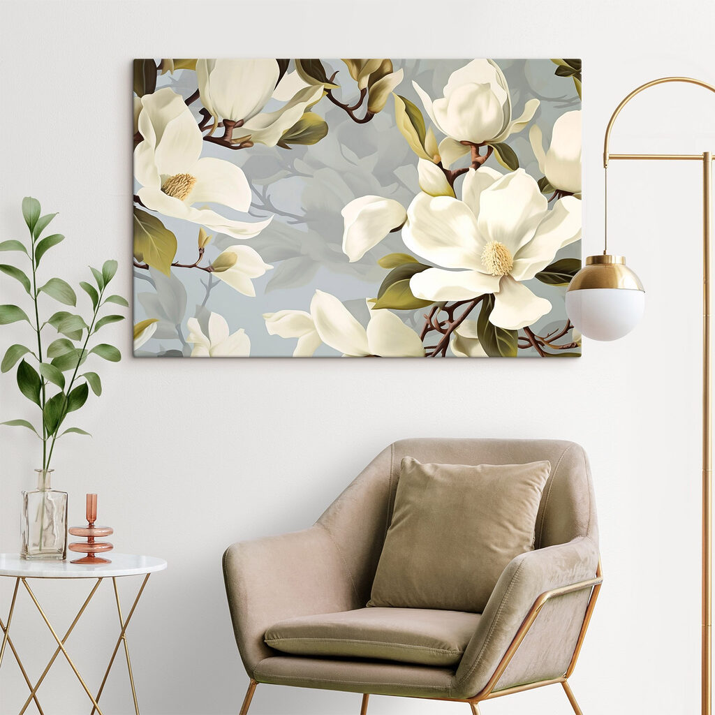 Cremeweiße Magnolie in Graugrün — Interieur 1