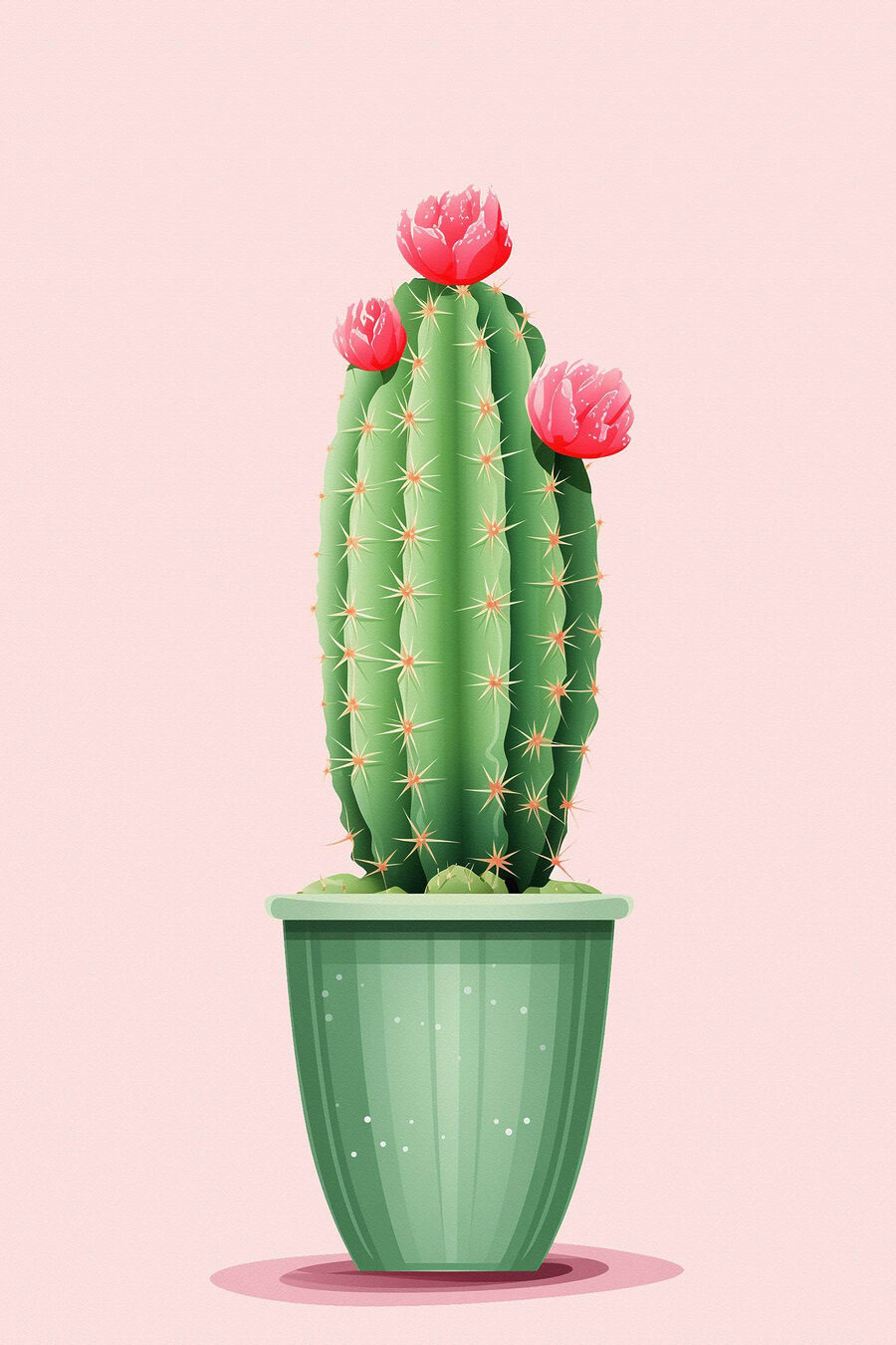 Grüner Kaktus auf Pastellrosa — ganzes Design