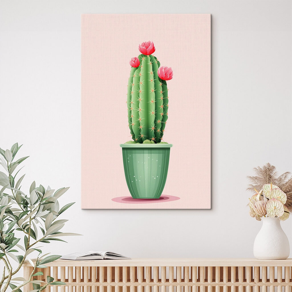 Grüner Kaktus auf Pastellrosa — Interieur 2