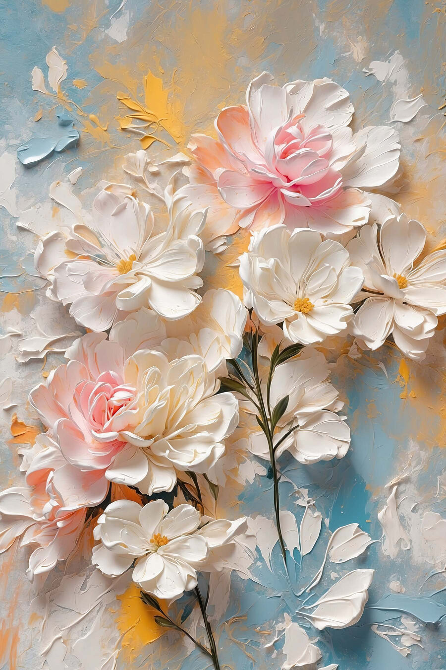 Rosa Blüte in Eisblau — ganzes Design