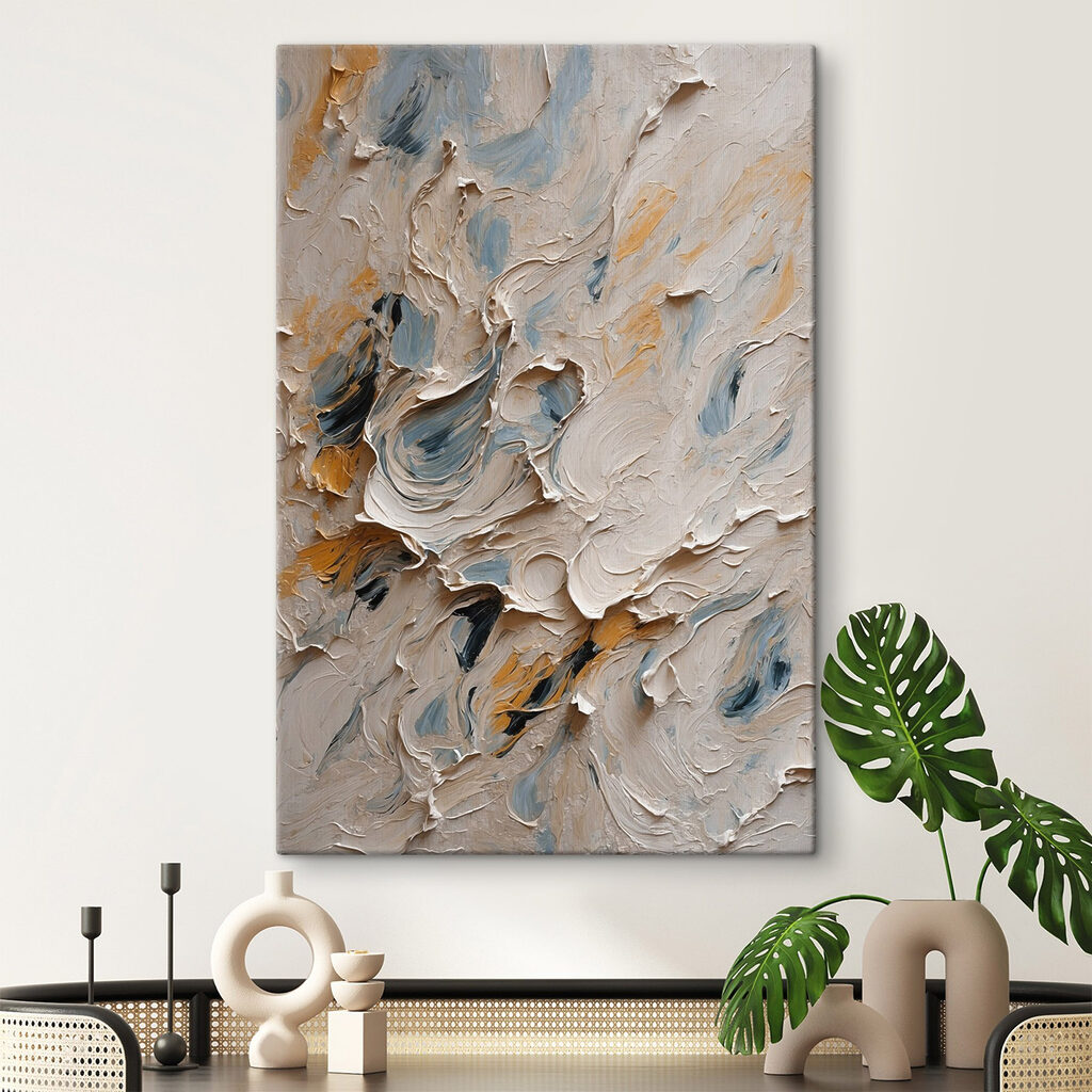 Graublaue Pinselstriche mit Ocker — Interieur 2