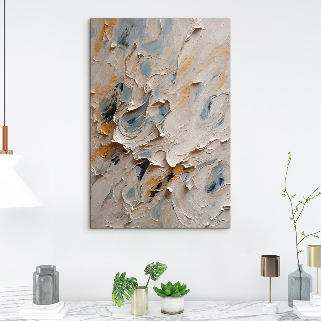 Graublaue Pinselstriche mit Ocker — Interieur 3