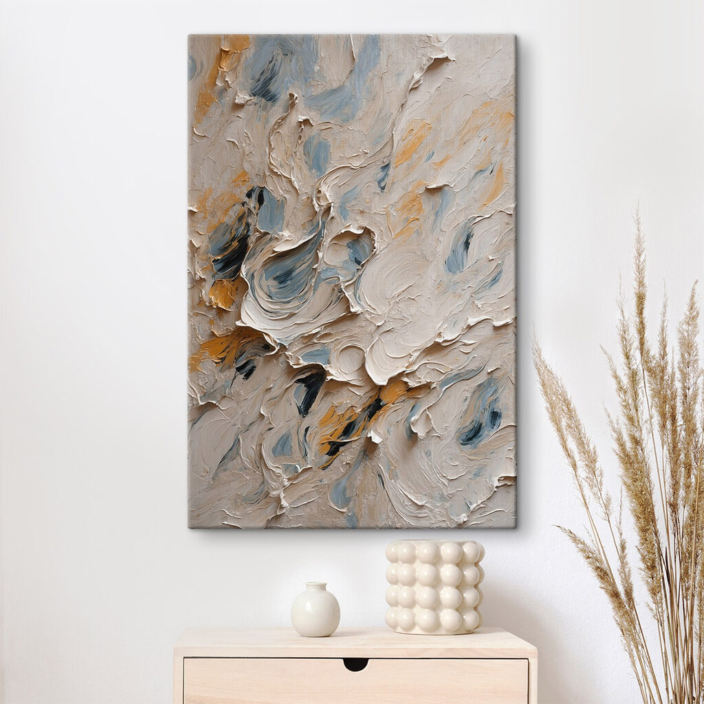 Graublaue Pinselstriche mit Ocker — Interieur 1