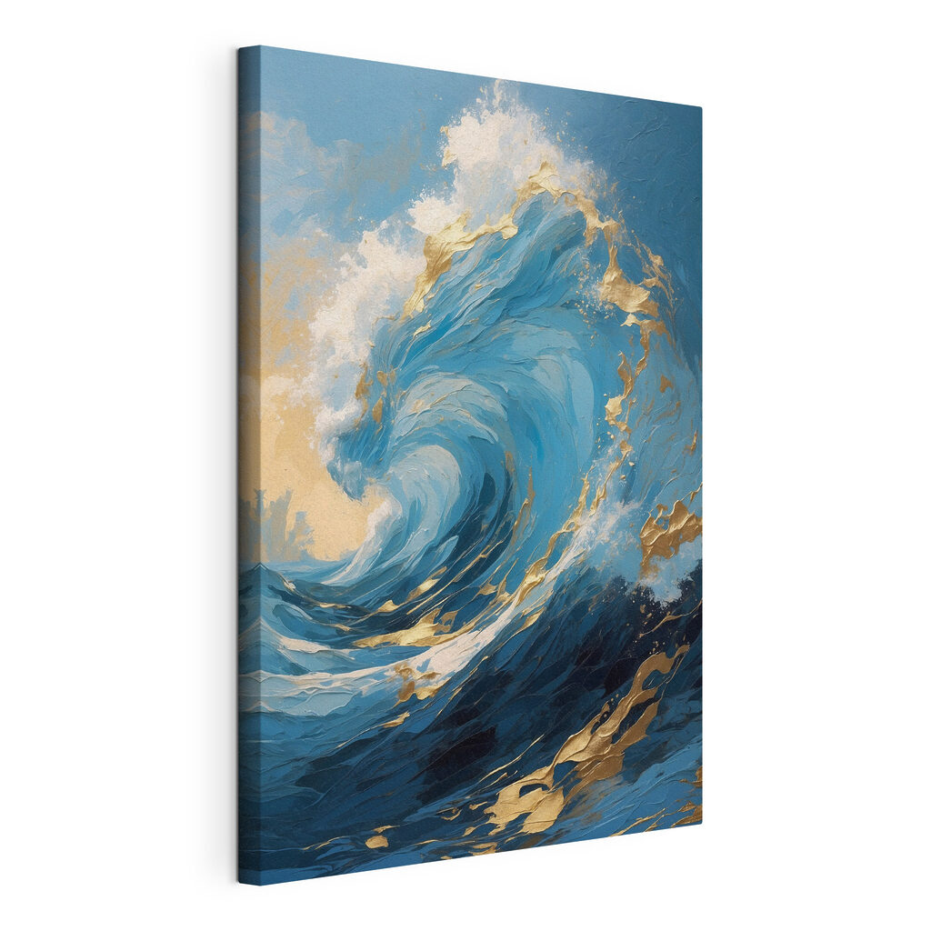 Blaue Welle mit Goldschaum — Produktansicht