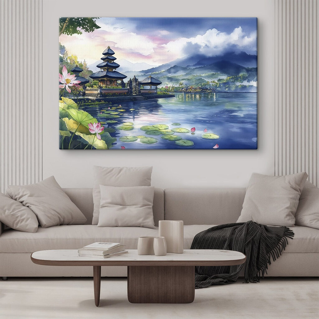 Pagoden und Seerosen in einem Interieur