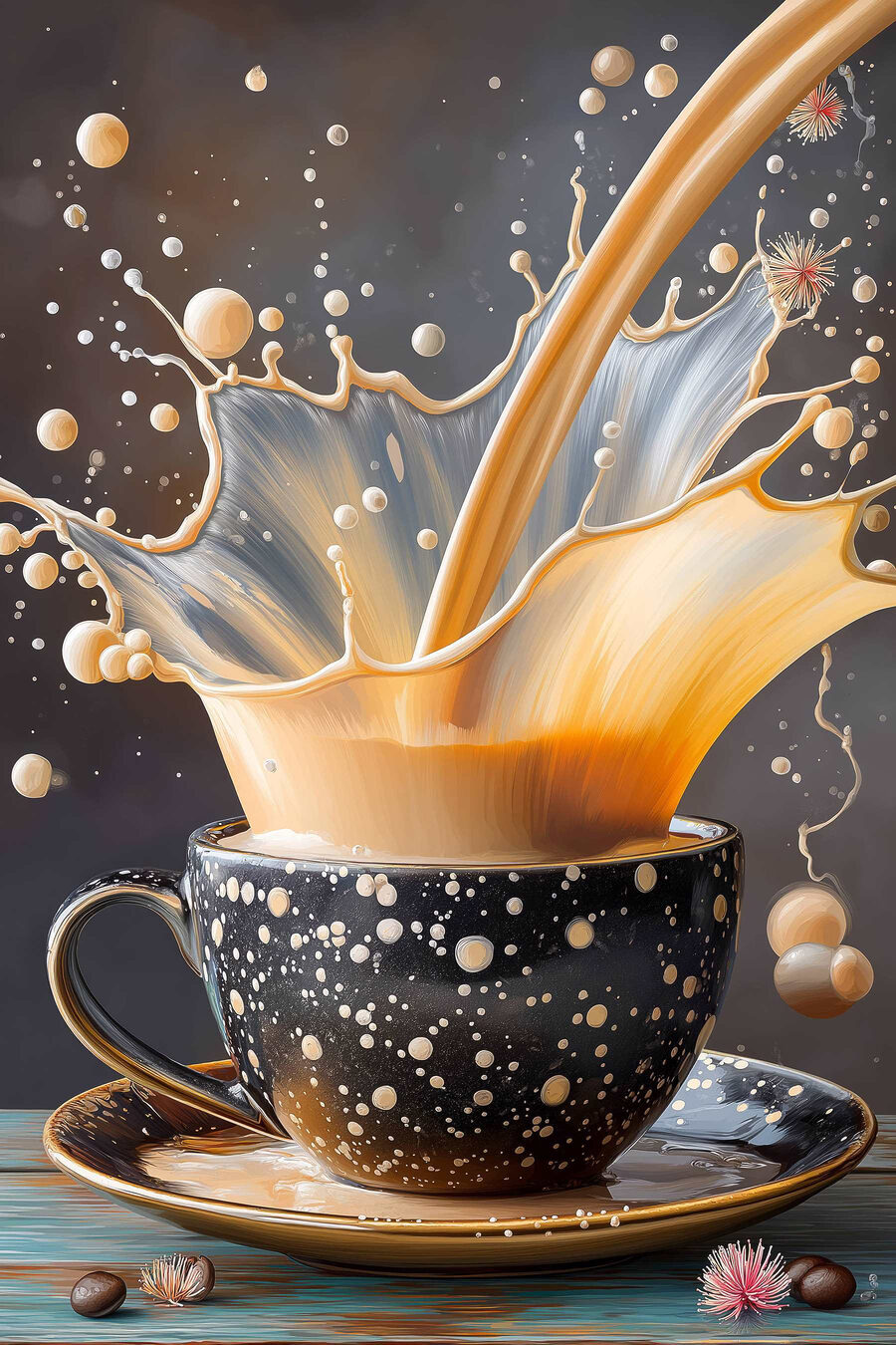 Spritzender Kaffee — ganzes Design