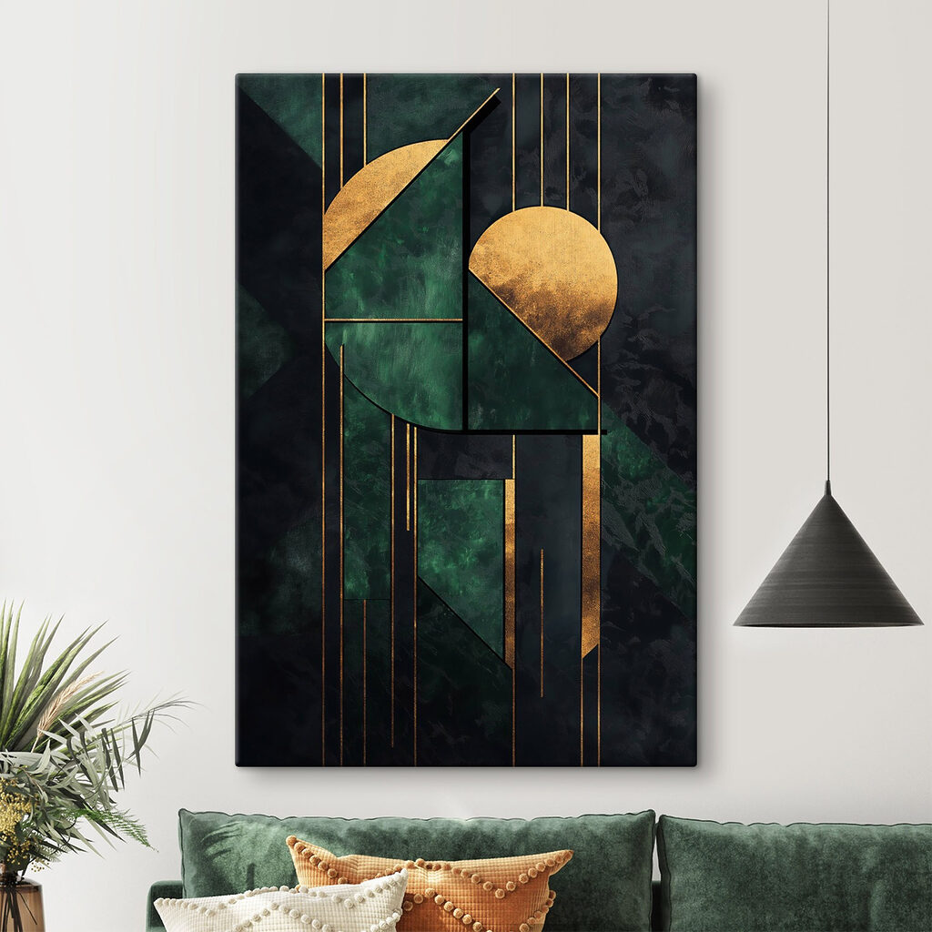Goldene Geometrie auf Smaragdgrün — Interieur 1