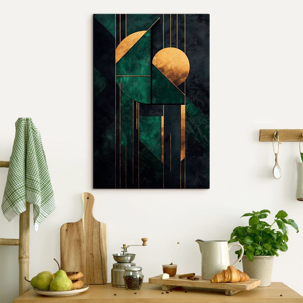Goldene Geometrie auf Smaragdgrün — Interieur 2