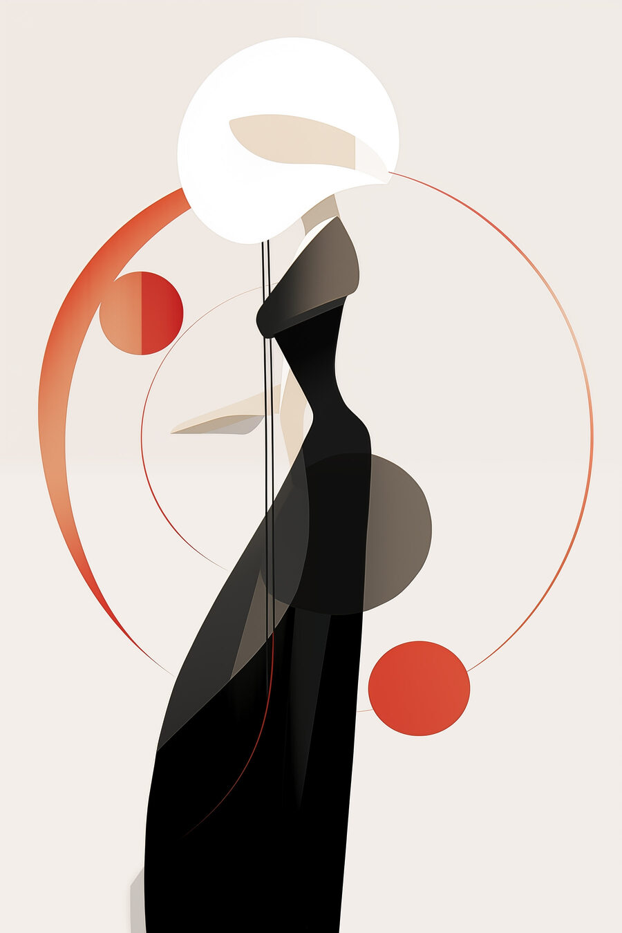 Dame zwischen Kreisen — ganzes Design