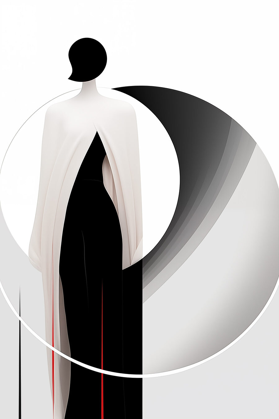 Silhouette vor grauem Fächer — ganzes Design