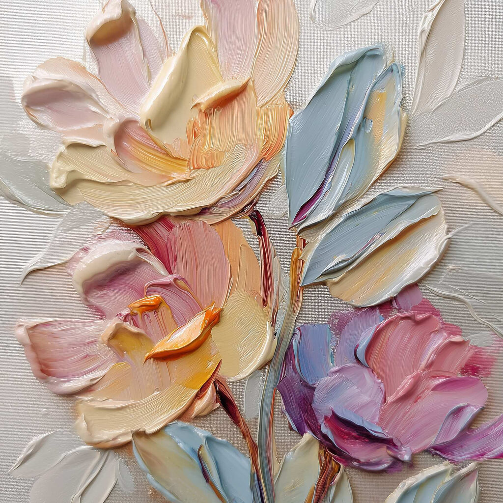 Pastellblumen in breiten Strichen — ganzes Design