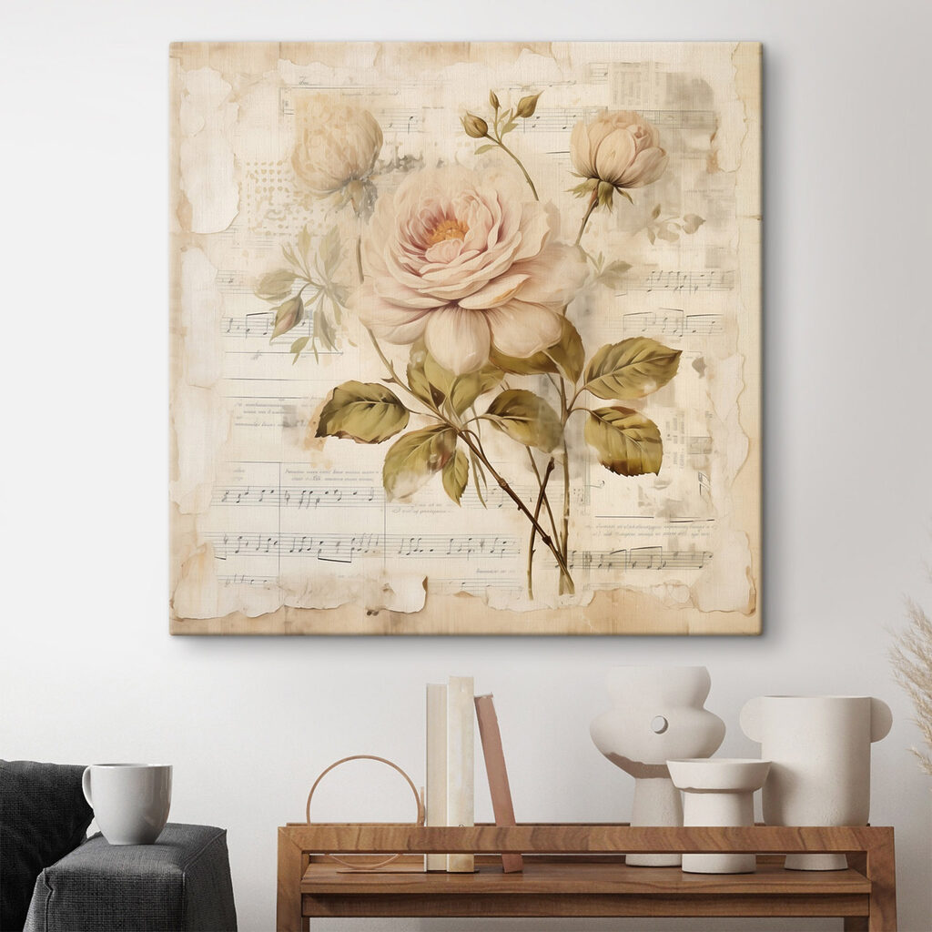 Blasse Rose auf Notenblatt — Interieur 1