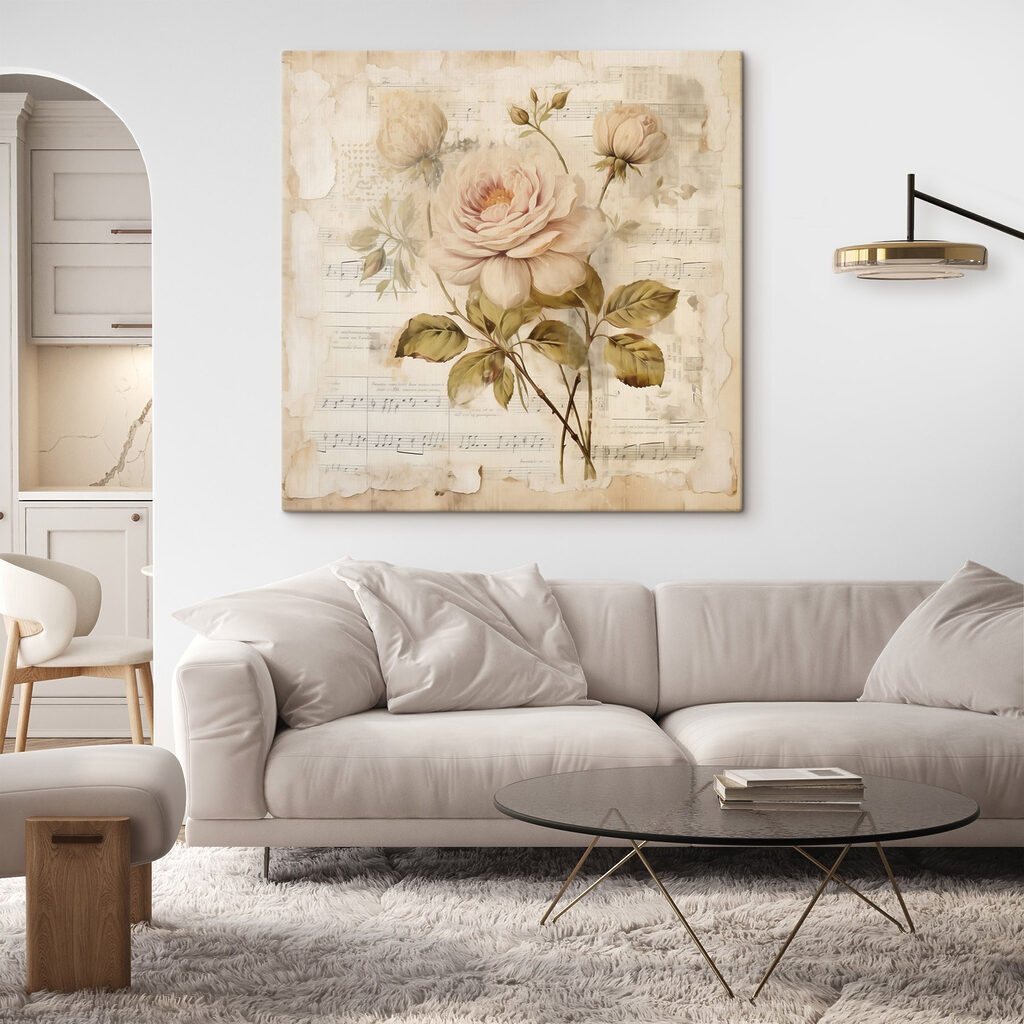 Blasse Rose auf Notenblatt — Interieur 2
