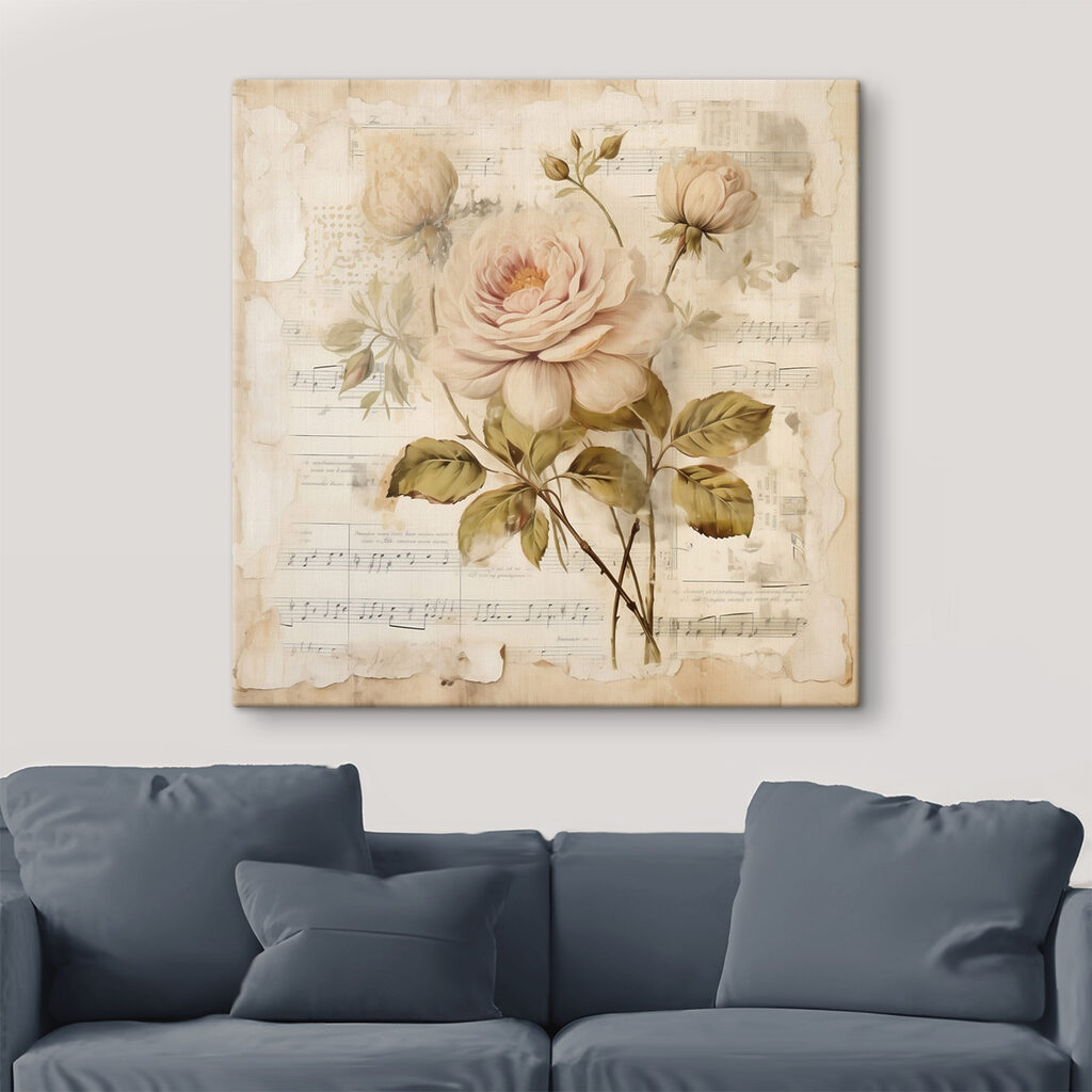 Blasse Rose auf Notenblatt — Interieur 3