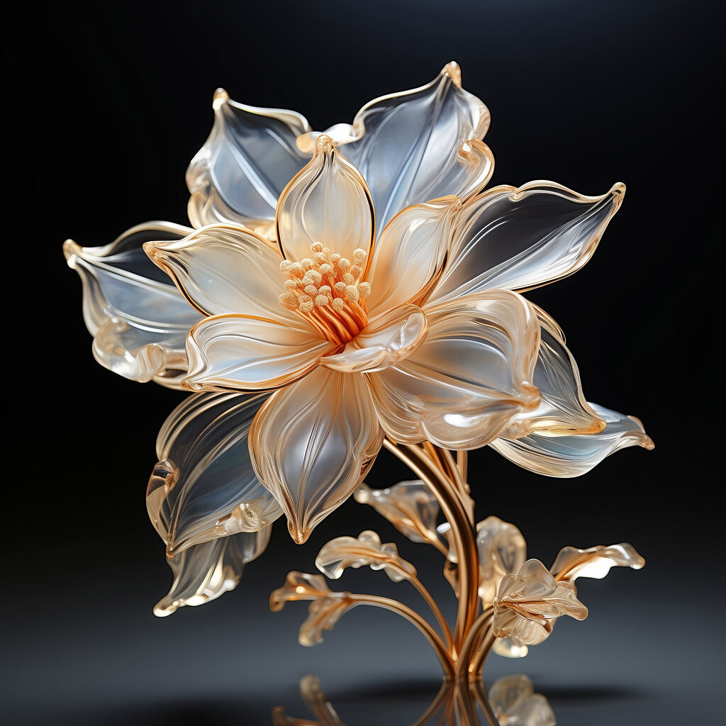 Blaue Blüte mit Goldrand — ganzes Design