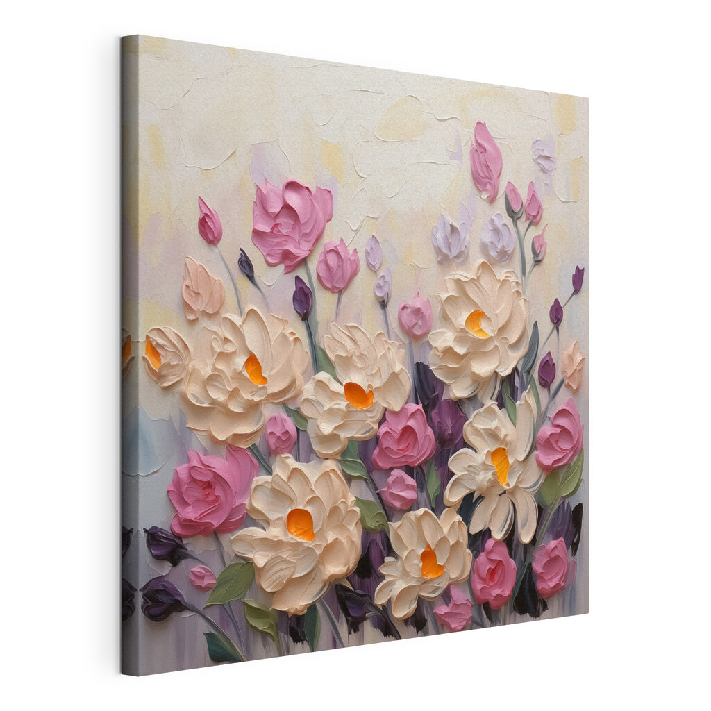 Rosa Blüten in Pastell, gespannte Leinwand mit umlaufender Kante