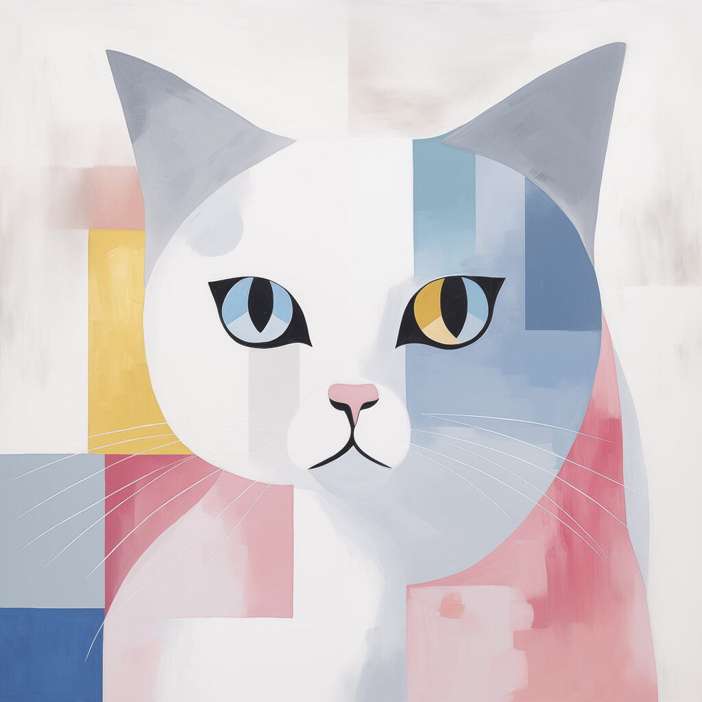 Pastellkatze mit zweifarbigen Augen — ganzes Design