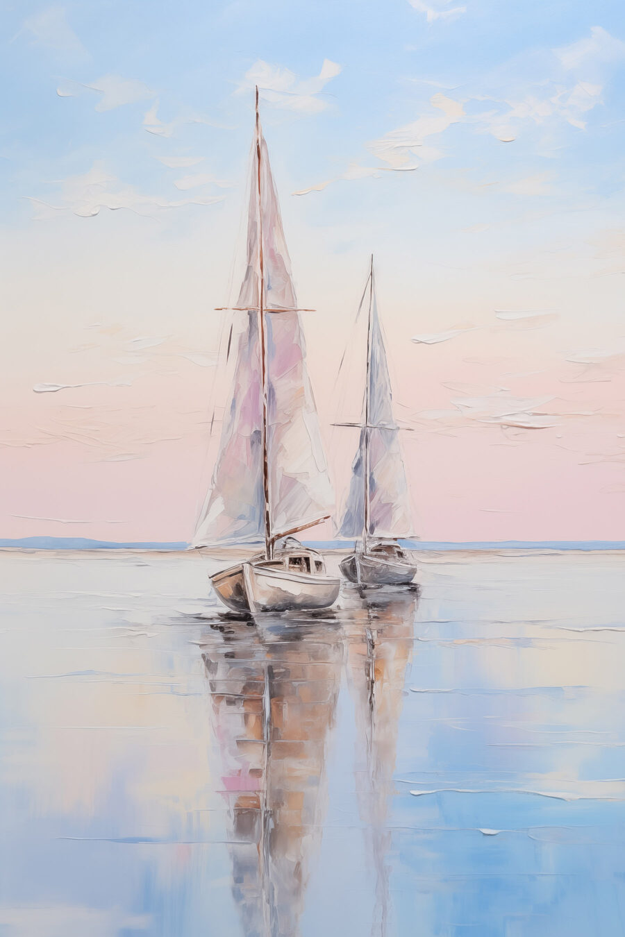 Zwei Segelboote unter Pastellhimmel — ganzes Design