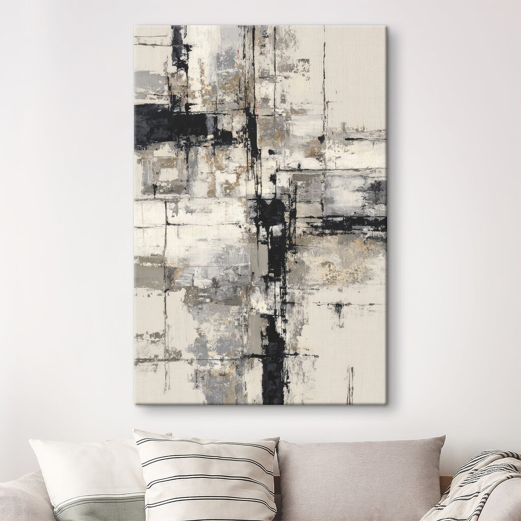 Schwarze Linienstadt in Cremeweiß in einem Interieur