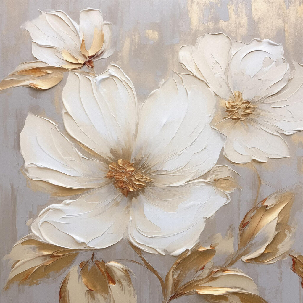 Magnolie mit goldenen Blättern — ganzes Design