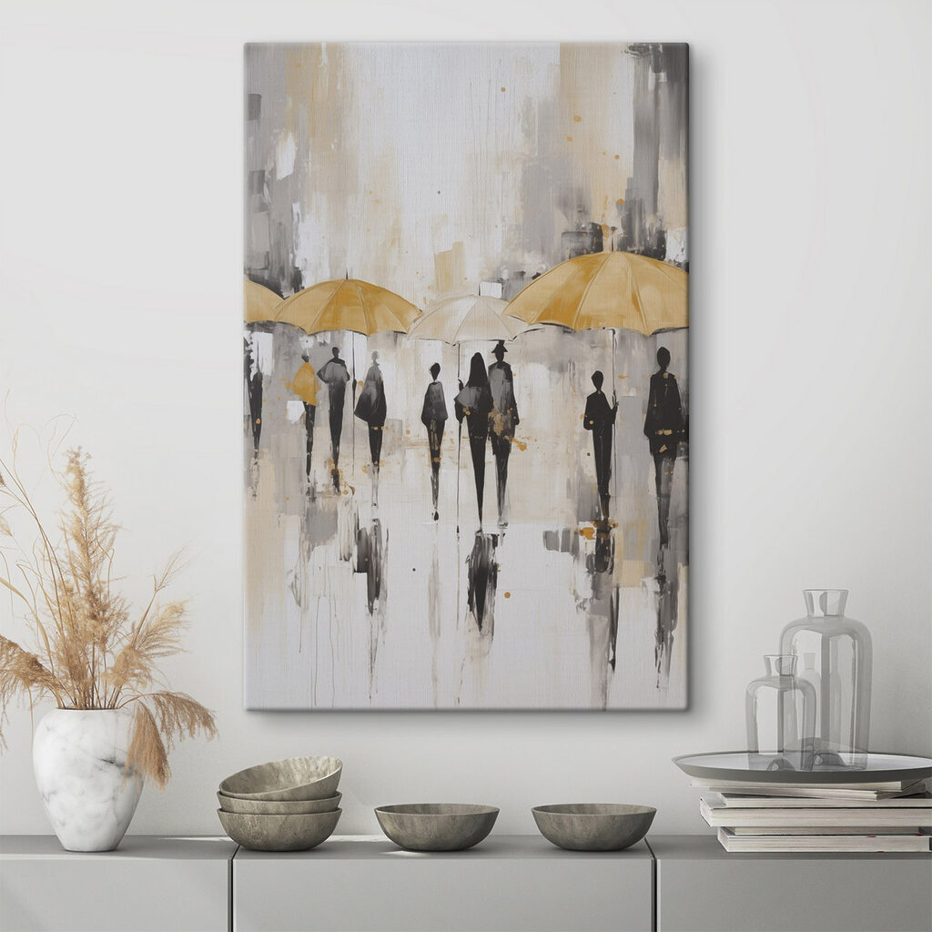 Gelbe Schirme über Spaziergängern — Interieur 1
