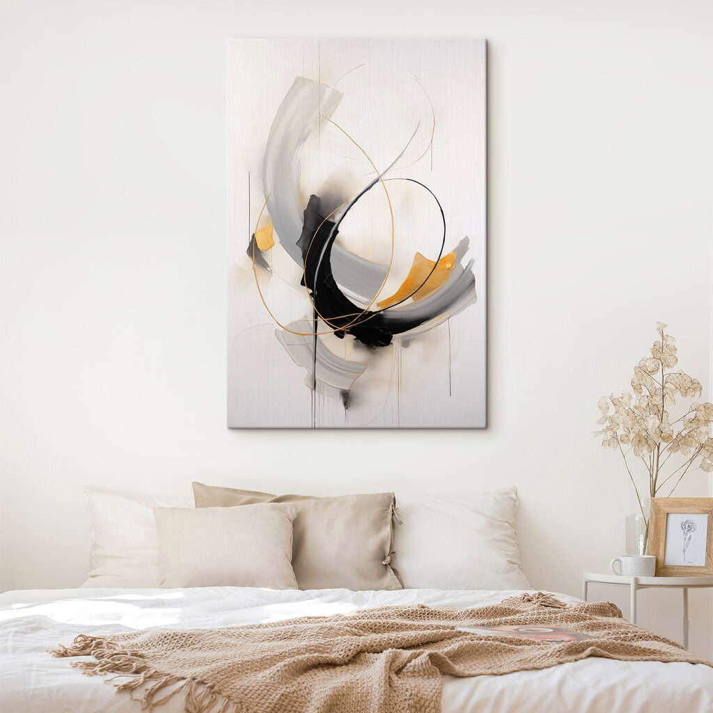 Schwarze Pinselbänder mit Goldkringeln in einem Interieur