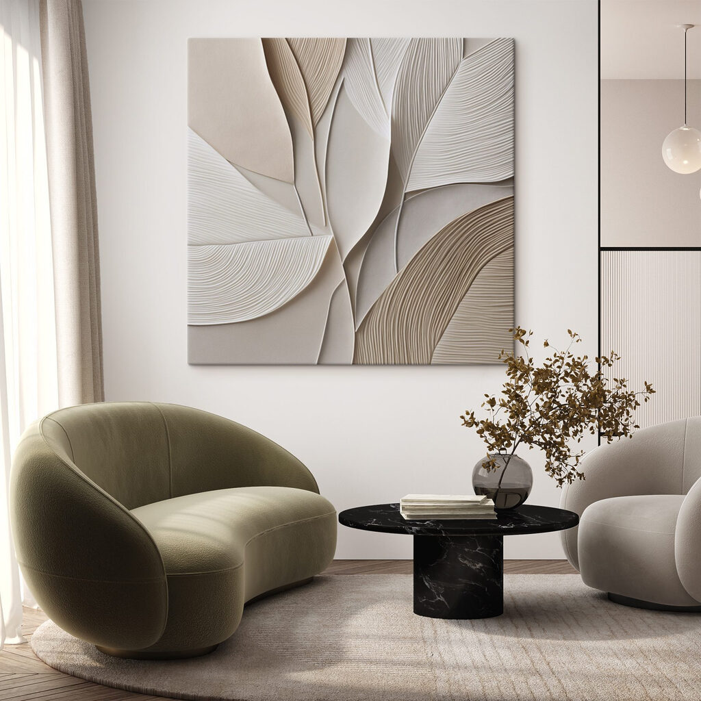 Gefaltete Blattformen in einem Interieur