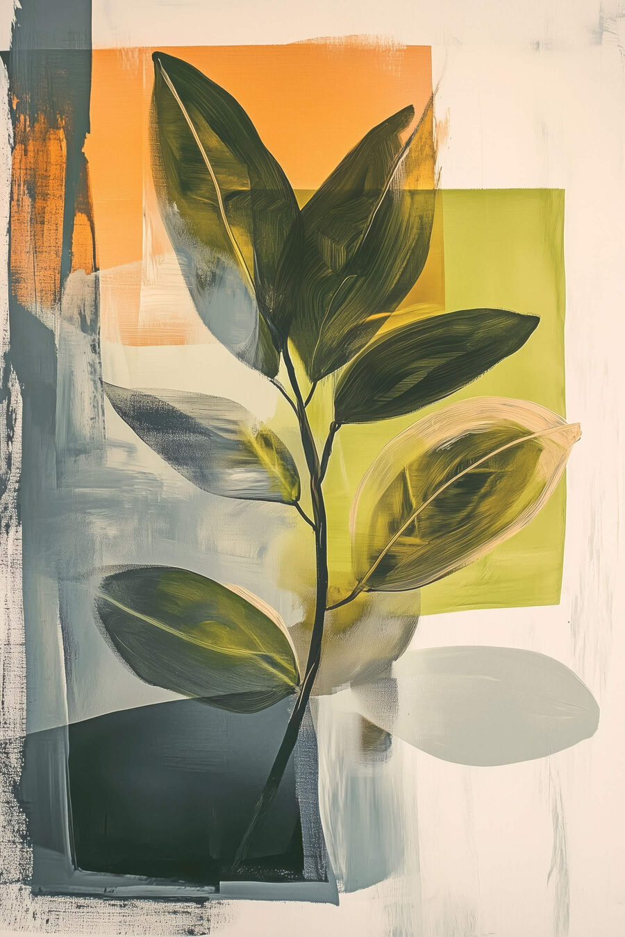 Grüner Zweig über Orange — ganzes Design